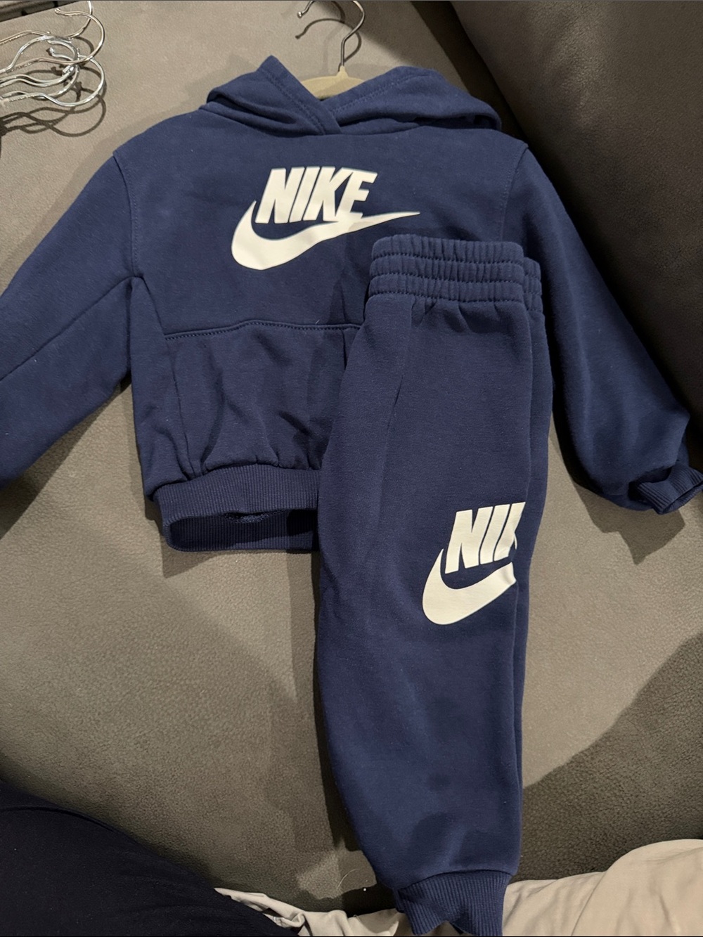 Nike Kids Navy Blue Hoodie & Joggers Set with White Logos